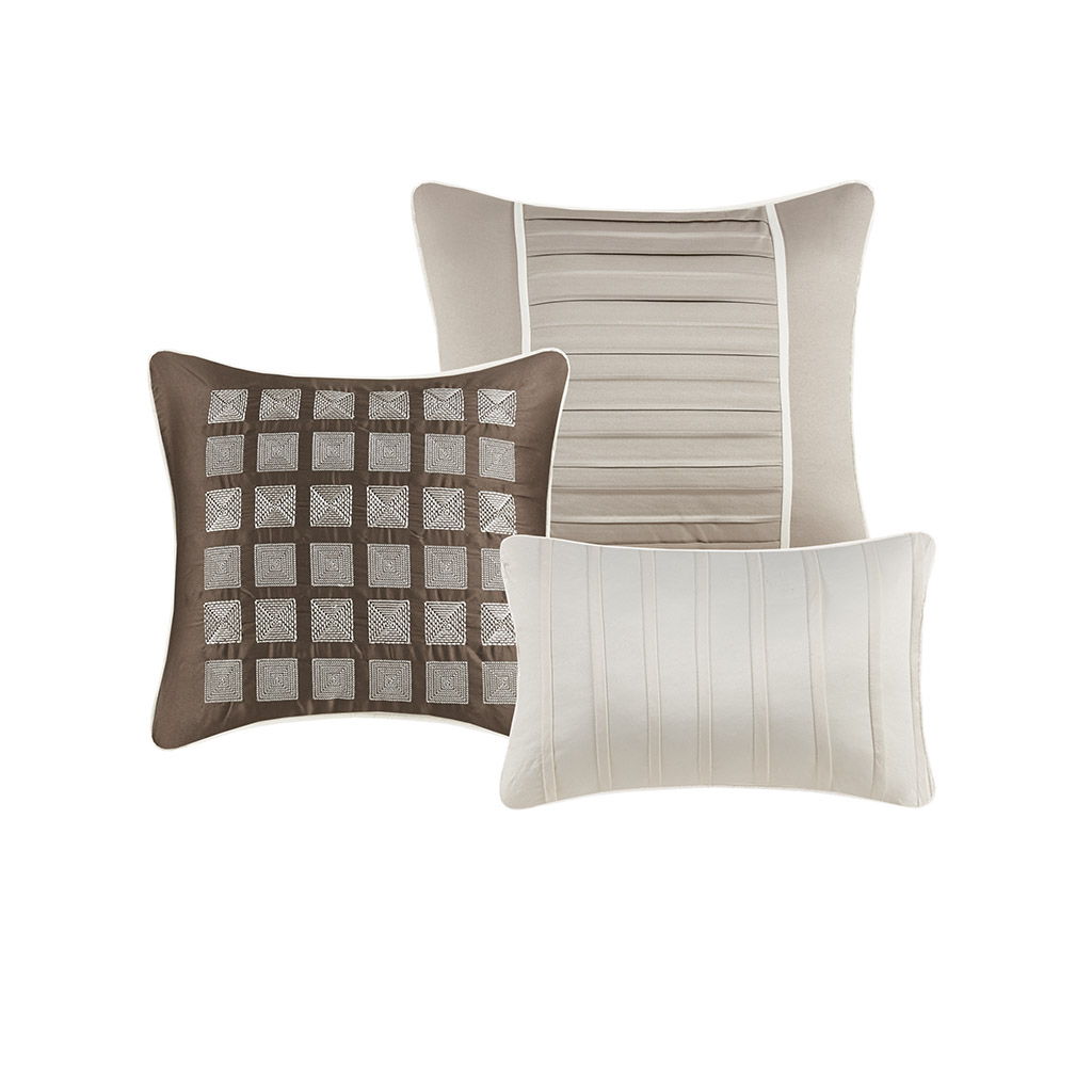 Trinity - King Piece Comforter (Set of 7) - Taupe