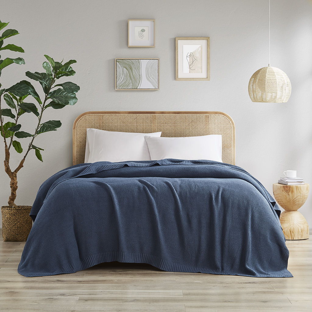 Bree Knit Blanket - Indigo