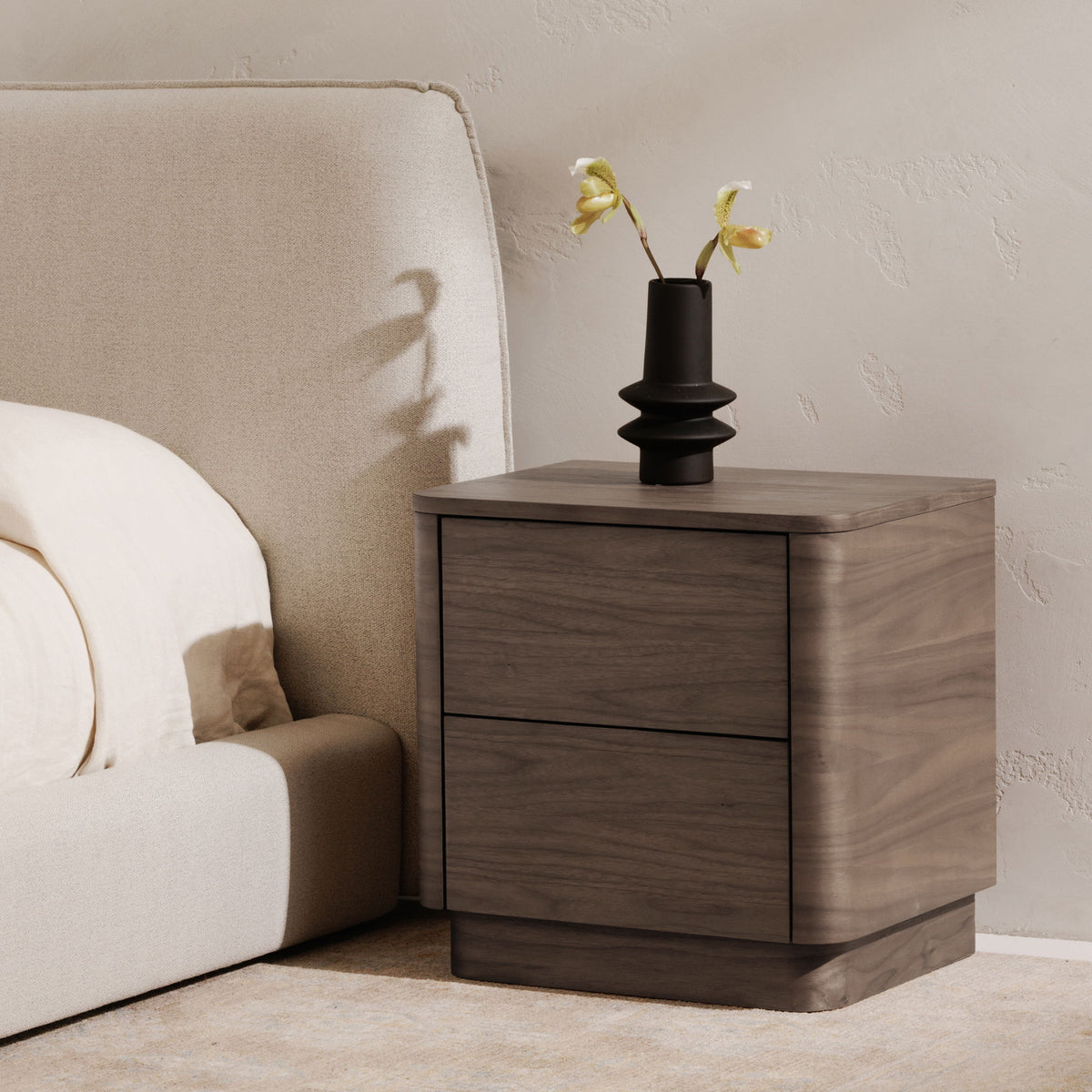 Round Off - Tall Nightstand - Walnut
