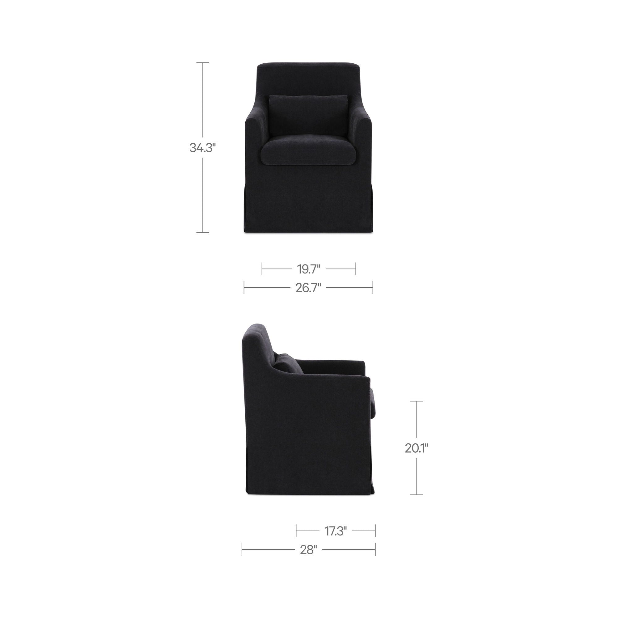 Lydia - Slipcover Dining Chair - Black