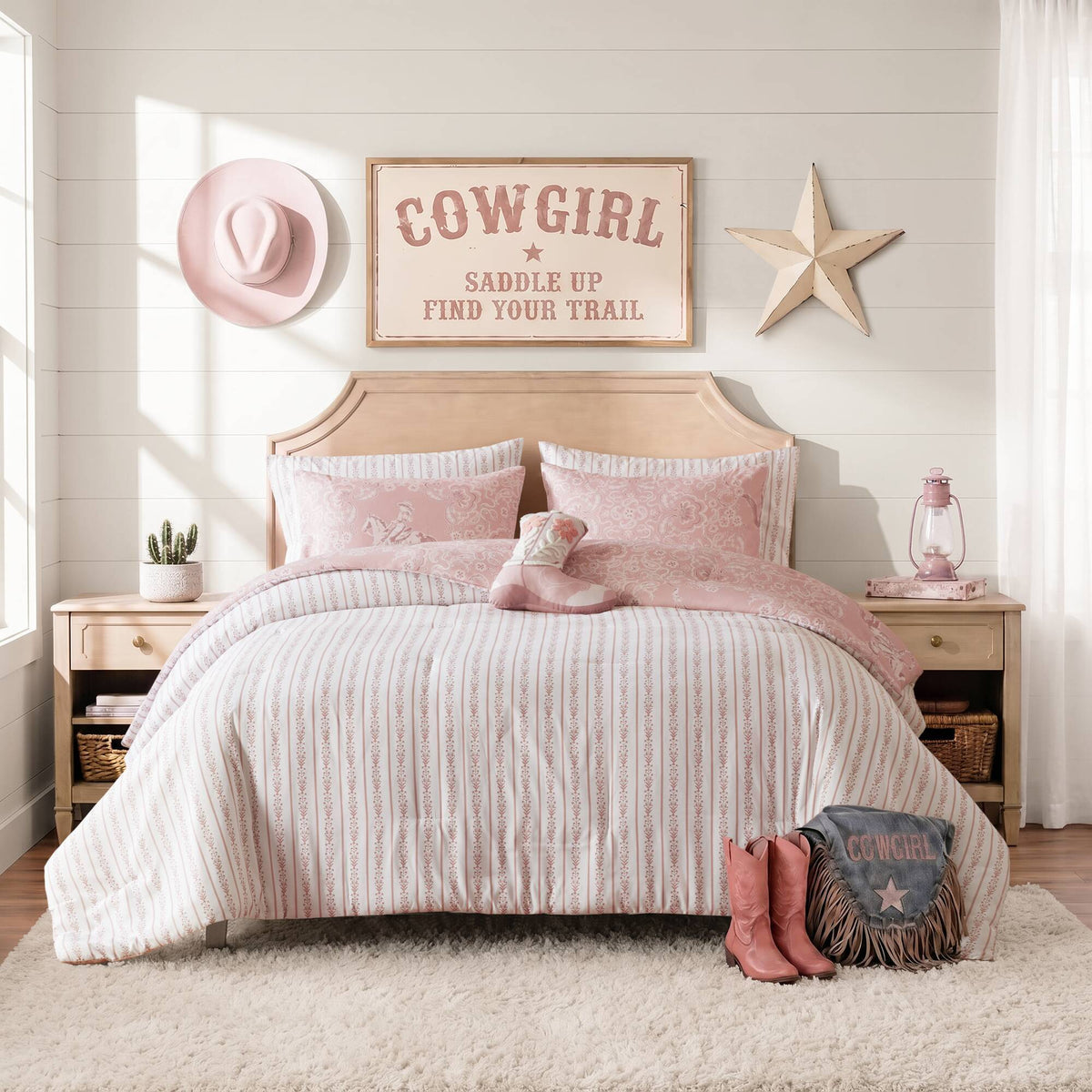 Jesse - Queen Comforter Set - Pink