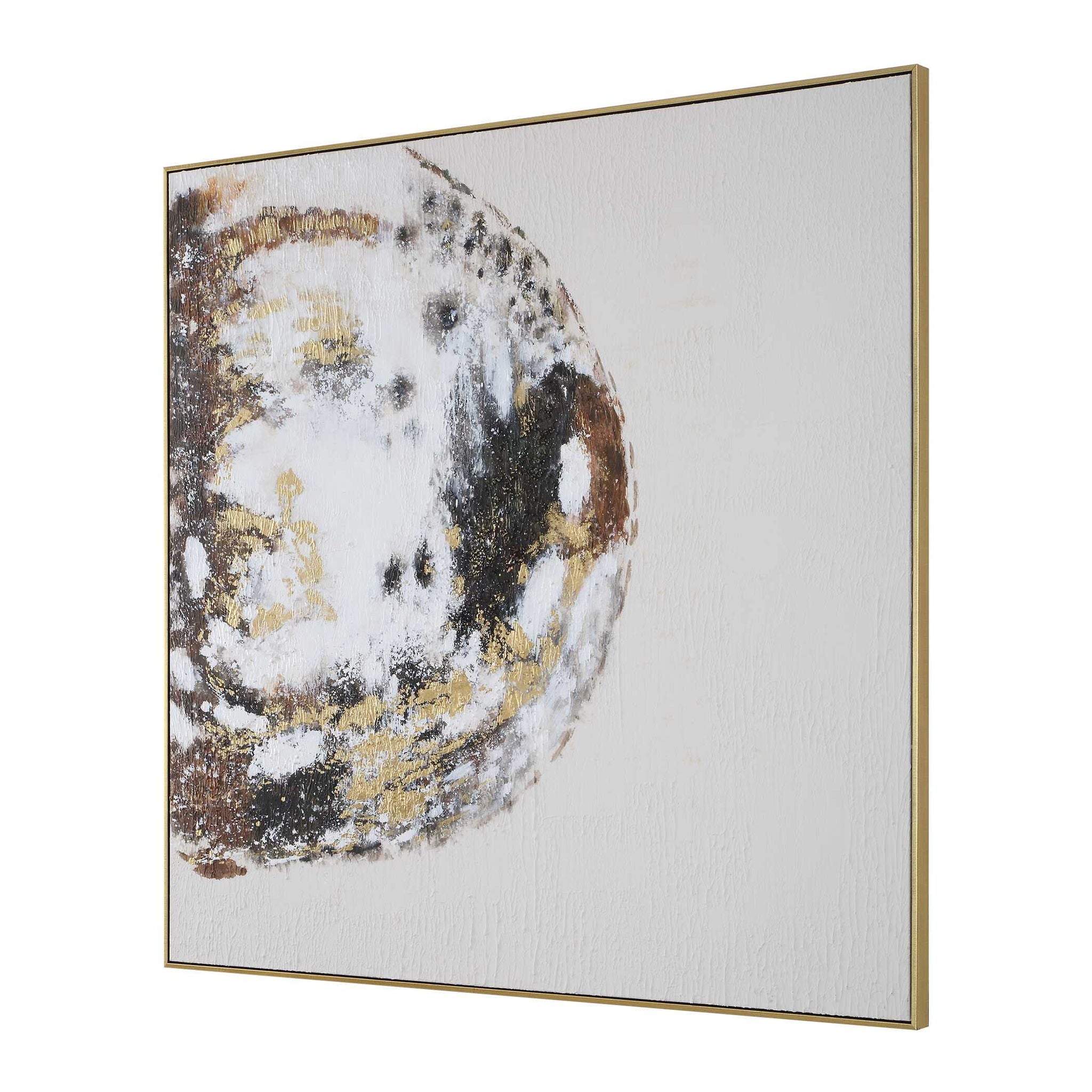 Moon Landing - Hand Painted Abstract Art - Black / Brown / Gold / Gray / White