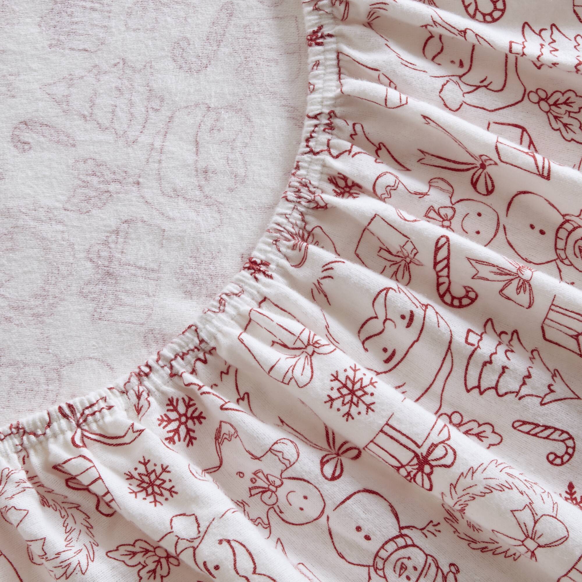 Cozy Soft - Twin Long 100% Flannel Pigment Printed Sheet Set - Holiday Doodles