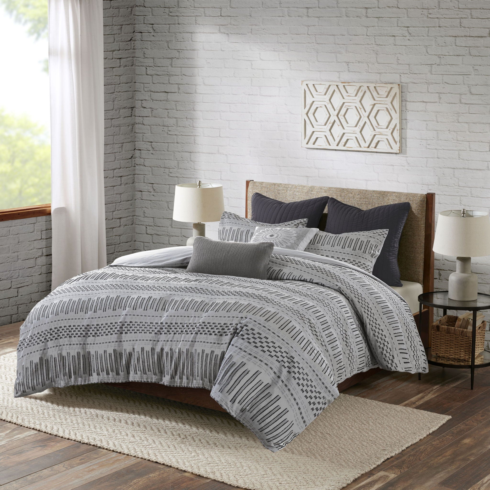 Rhea - King Comforter Mini Set - Gray / Black