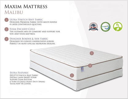 Malibu Firm Mattress, Box Spring Queen size Set