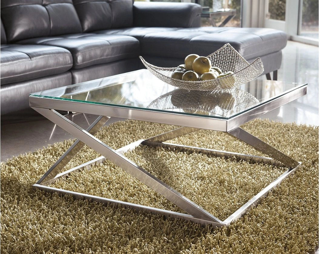 Brushed Nickel Square Coffee Table
